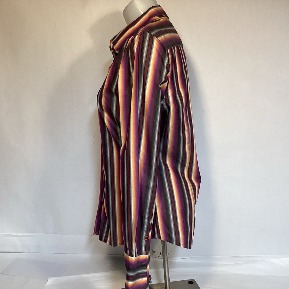 Robert Graham Women’s Multi Colored Striped Button Down Long Sleeve Shirt Sz 12 - Picture 7 of 16